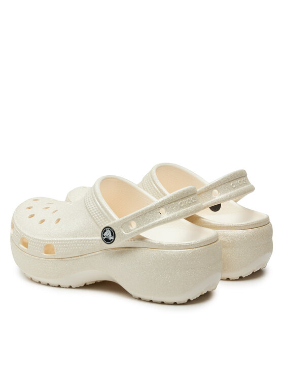 Crocs Crocs Klapki Classic Platform Glitter Clog W 207241 Écru