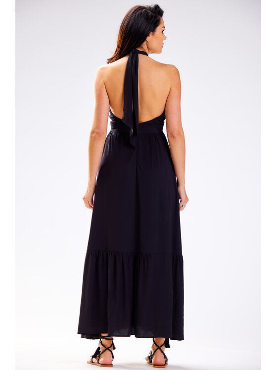 Awama Awama Sukienka letnia A583 Czarny Basic Fit