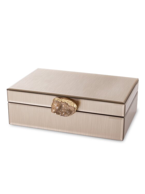 MIAhome MIAhome Szkatułka na biżuterię z MDFu z agatem 8x24x18,5 cm szampańska Beżowy