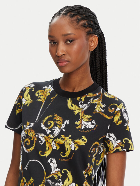 Versace Jeans Couture Versace Jeans Couture Póló 78HAH613 Fekete Regular Fit