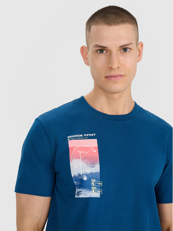 4F 4F T-Shirt MIDSHOP TEXTILE Turkusowy Regular Fit