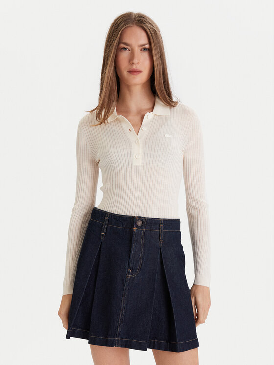 Lacoste Sveter AF4006 Écru Slim Fit