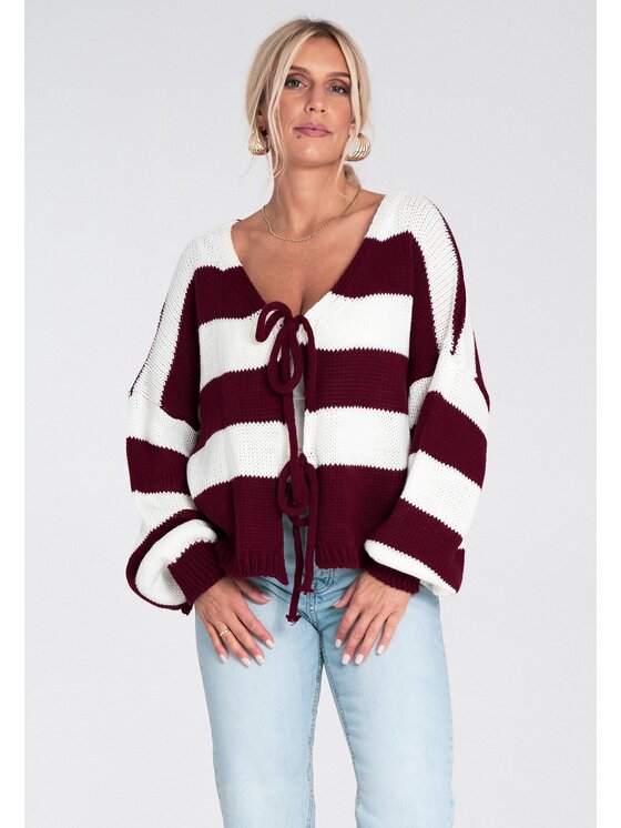 FIGL FIGL Sveter M1244 Bordová Regular Fit