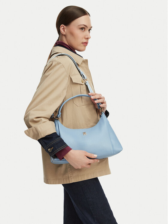 Tommy Hilfiger Tommy Hilfiger Дамска чанта Th Essential Shoulder Bag AW0AW18373 Светлосин