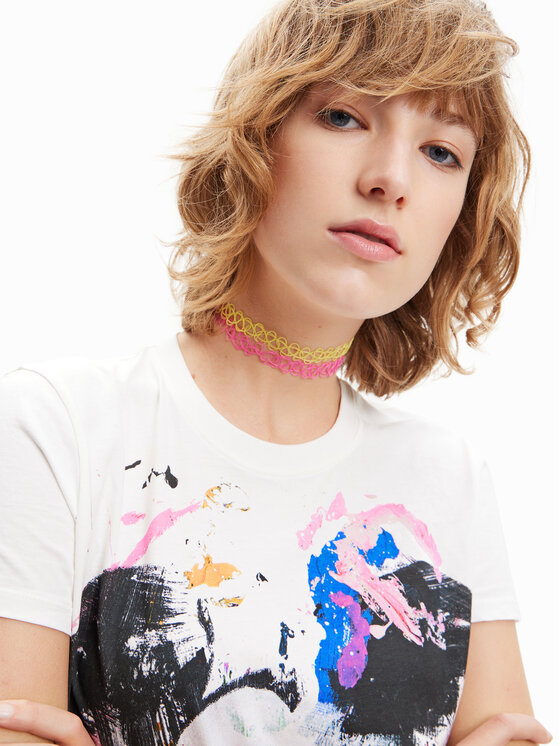 Desigual Desigual T-krekls DISNEY 23SWTK59 Balts Regular Fit
