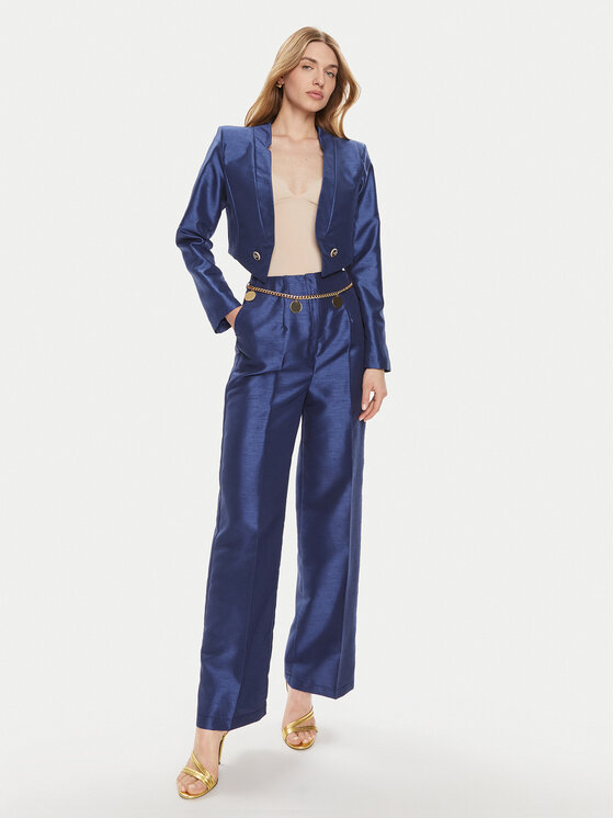 Rinascimento Rinascimento Pantaloni di tessuto CFC0117559003 Blu scuro Wide Fit