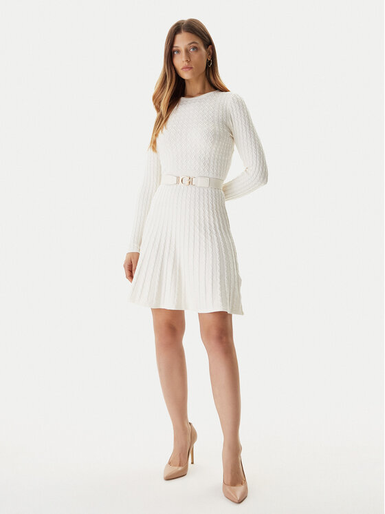 Guess Guess Трикотажна сукня W5BK68 Z2YJ2 Écru Slim Fit