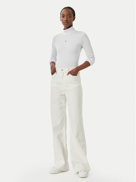 Calvin Klein Jeans Calvin Klein Jeans Bluză cu gât LV047D203G Mov deschis Slim Fit