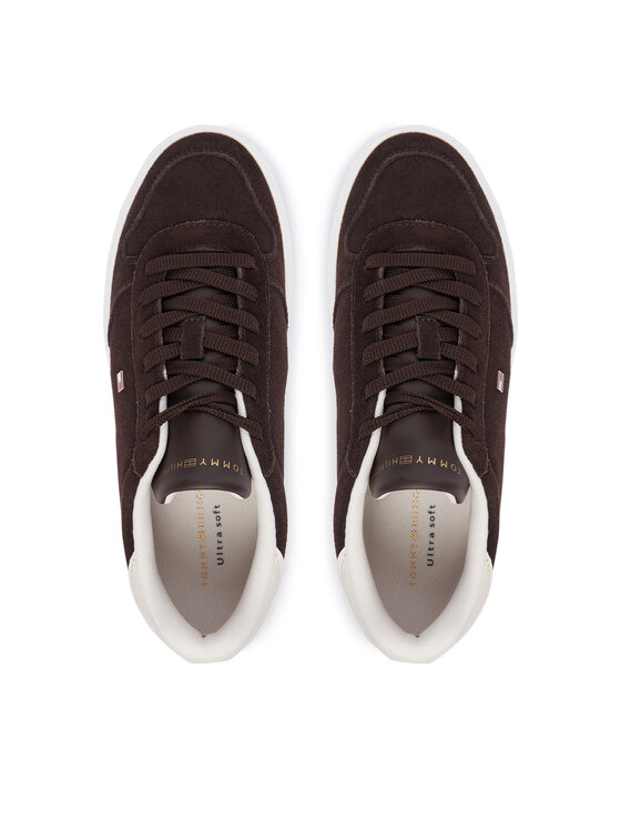 Tommy Hilfiger Tommy Hilfiger Сникърси Icon Court Light Leather FW0FW09593 Тъмнокафяв