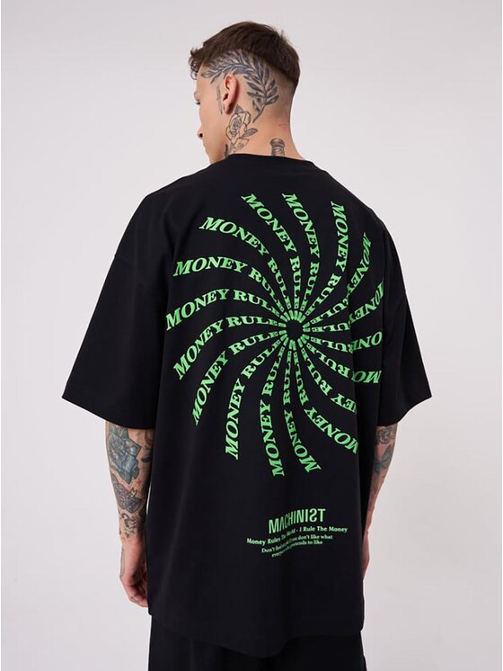 Machinist Machinist T-Shirt Koszulka Z Krótkim Rękawem Męska Oversize Czarna Machinist Money Rules L Czarny Oversize