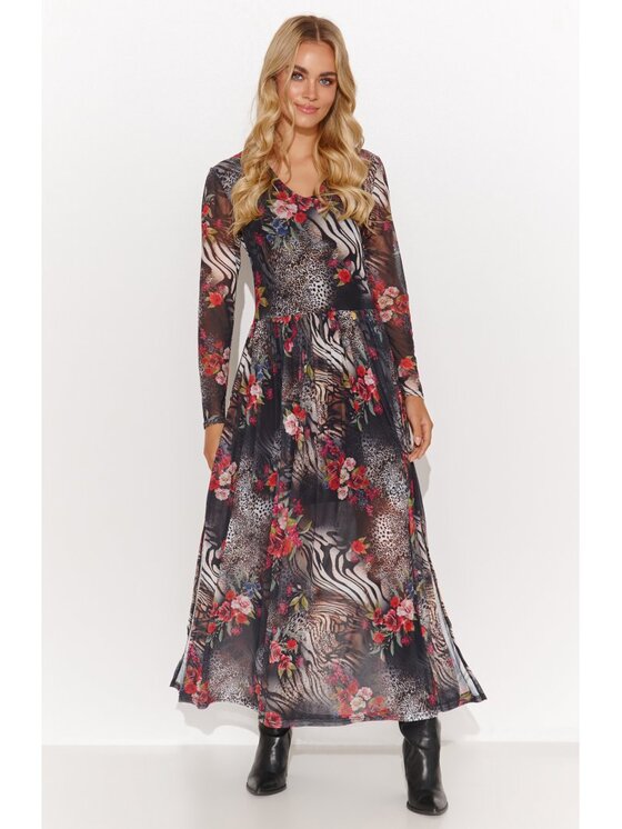 Makadamia Makadamia Sukienka codzienna M813 Czarny A-Line Fit