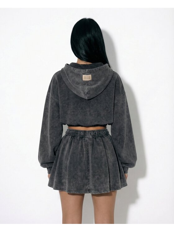 MissDenim MissDenim Bluza Oversize Crop Zip Hoodie Czarny Oversize