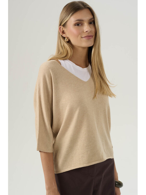 Femestage Femestage Sweter Femestage AB BASE SWE0840-015 Beżowy Regular Fit