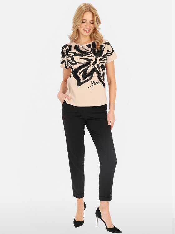 Perso Perso T-Shirt TCE247000F Béžová Regular Fit