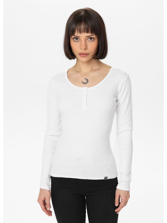 PITBULL PITBULL Longsleeve LAYLA Biały Regular Fit