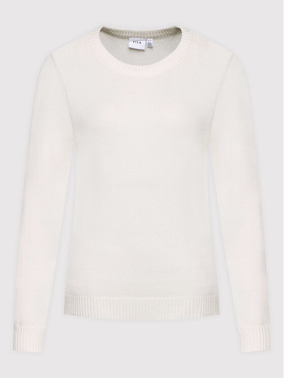 Vila Vila Sweter Ril 14054177 Biały Regular Fit