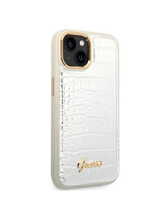 Guess Guess Etui na telefon Croco Collection Srebrny