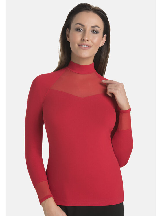 Teyli Teyli Golf damski z wiskozy Mila Czerwony Standard Fit
