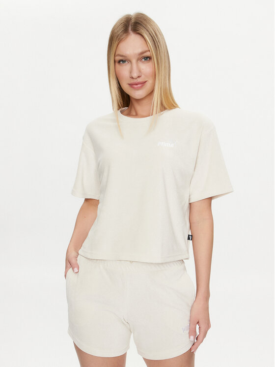 Puma Puma Marškinėliai Ess Elevated 677947 Écru Regular Fit
