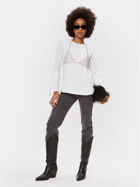 DKNY DKNY Blúzka UI3T2180 Écru Regular Fit