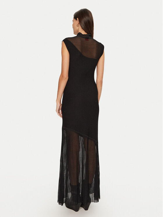 HUGO Hugo Kootud kleit Sarreno 50522566 Must Slim Fit