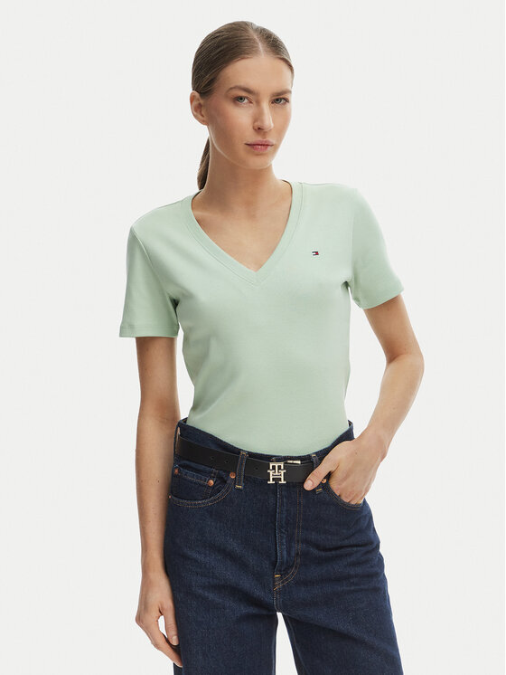 Tommy Hilfiger Tommy Hilfiger Тишърт New Cody WW0WW40584 Зелен Slim Fit