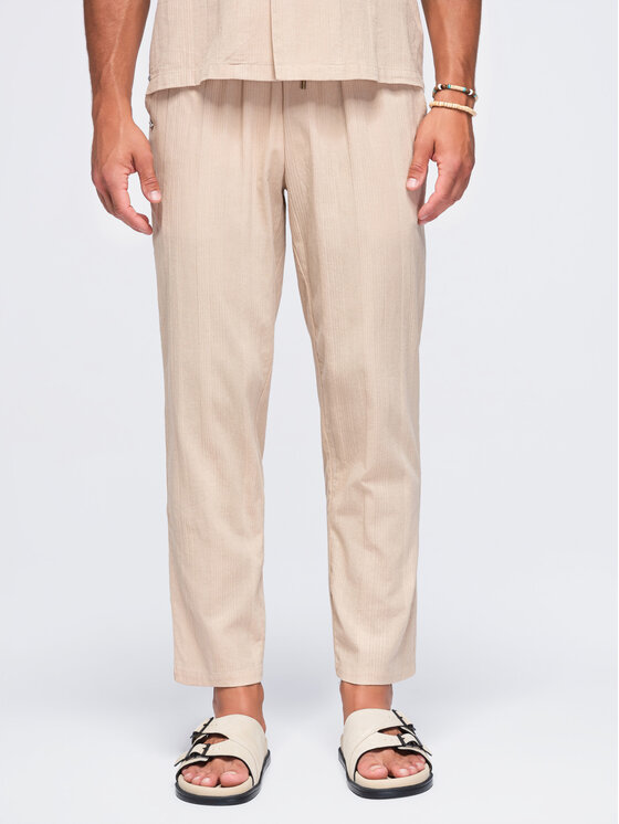 Ombre Ombre Spodnie materiałowe OM-PACP-0312 Brązowy Regular Fit