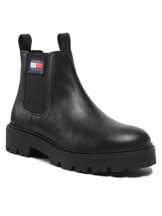 Tommy Jeans Tommy Jeans Sztyblety Heritage Branding Chelsea Boot EM0EM01058 Czarny
