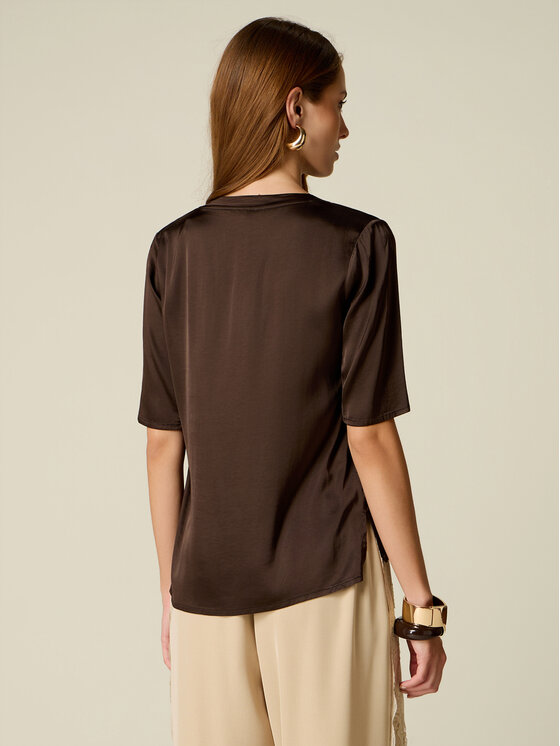 Oltre Oltre Bluzka 2082R003177N032 Brązowy Regular Fit