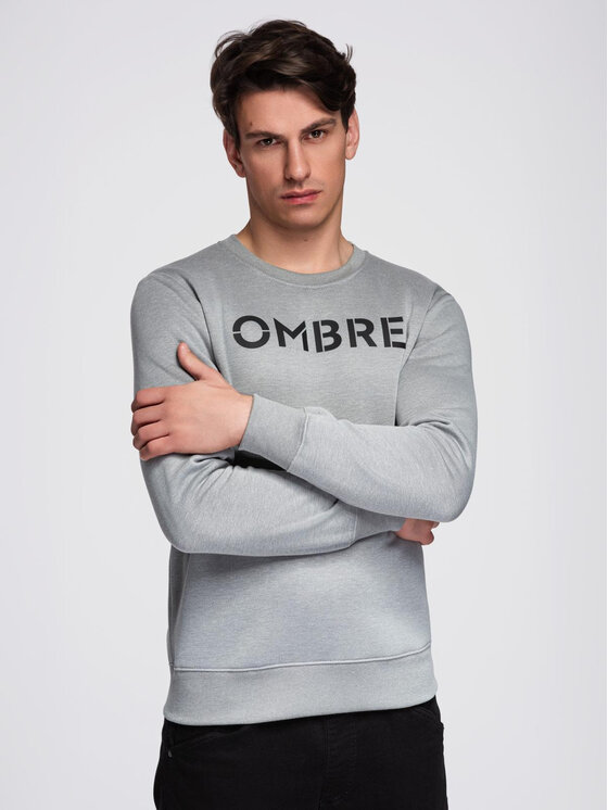 Ombre Ombre Bluza B1711 Szary Regular Fit