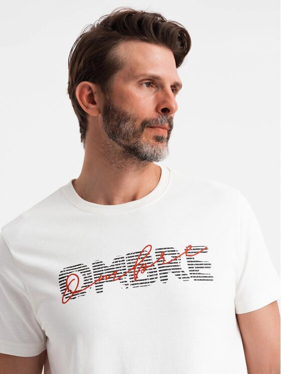 Ombre Ombre T-Shirt OM-TSPT-0211 Biały Regular Fit