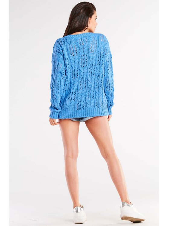 Awama Awama Sweter A444 Niebieski Basic Fit