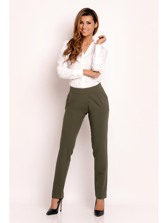 Awama Awama Spodnie damskie L033 Zielony Basic Fit