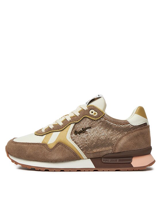 Pepe Jeans Pepe Jeans Sneakersy Brit Sequins W PLS40009 Beżowy