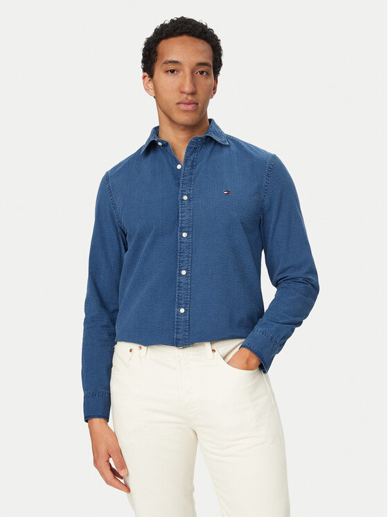 Tommy Hilfiger Tommy Hilfiger Риза MW0MW42417 Син Regular Fit