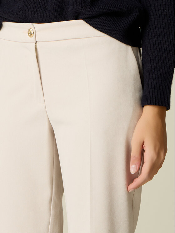 Oltre Oltre Spodnie materiałowe P062R009574N011 Kremowy Regular Fit