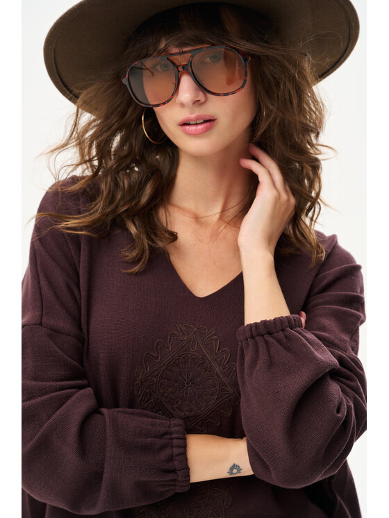 blue shadow blue shadow Sweter Tol Brązowy Regular Fit
