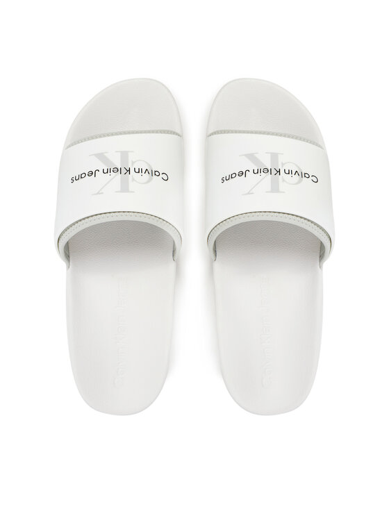 Calvin Klein Jeans Calvin Klein Jeans Klapki Slide Rubber Neoprene Monologo YM0YM00361 Biały
