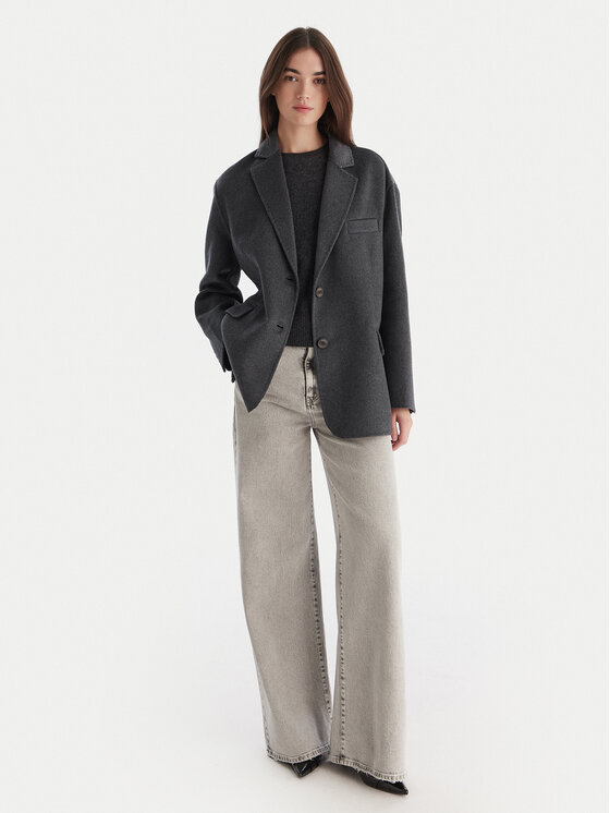 ViCOLO ViCOLO Вовняне пальто TF0005 Сірий Regular Fit