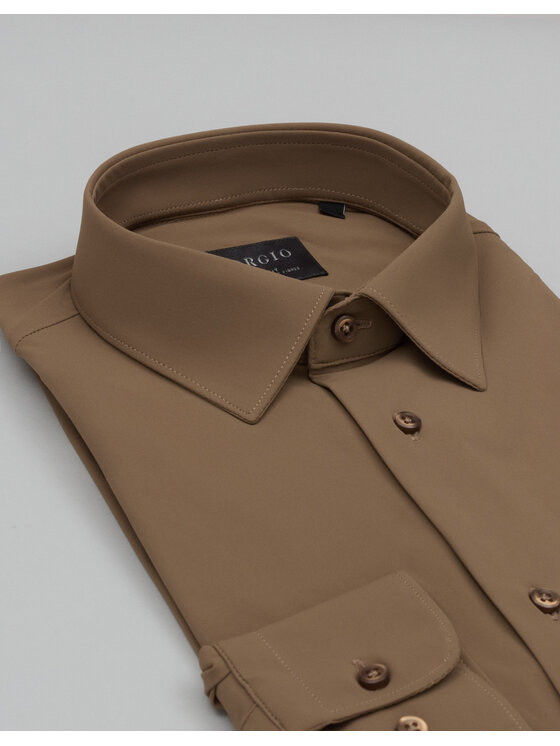 Borgio Borgio Koszula Ateleta_00664 Beżowy Slim Fit