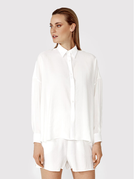 Simple Simple Srajca KOD005 Bela Relaxed Fit