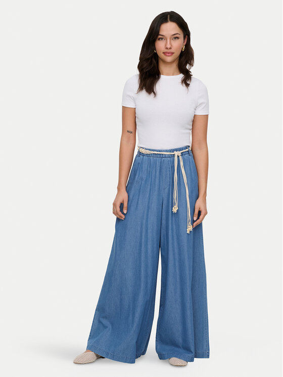 ONLY ONLY Текстилни панталони Bea Hw 15375507 Син Wide Leg