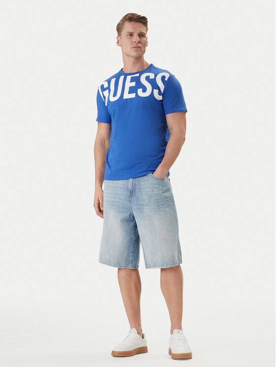 Guess Guess Tričko F6GI01 J1314 Modrá Slim Fit