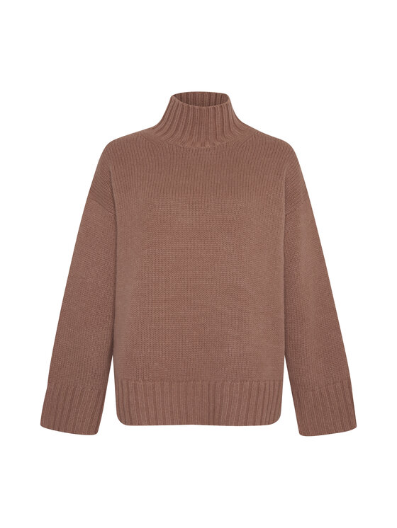 Style Republic Style Republic Golf Sweter o kroju oversize typu boxy, z mieszanki kaszmiru i wełny Brązowy Boxy Fit