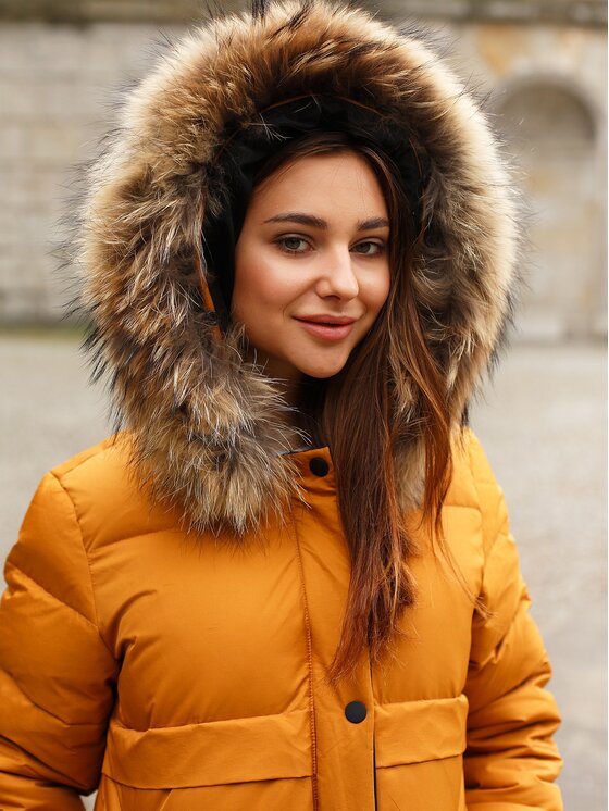 Perso Perso Kurtka puchowa BLH919079FX Żółty Regular Fit