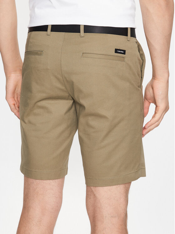Calvin Klein Calvin Klein Šortky z materiálu Modern Twill K10K111788 Zelená Slim Fit
