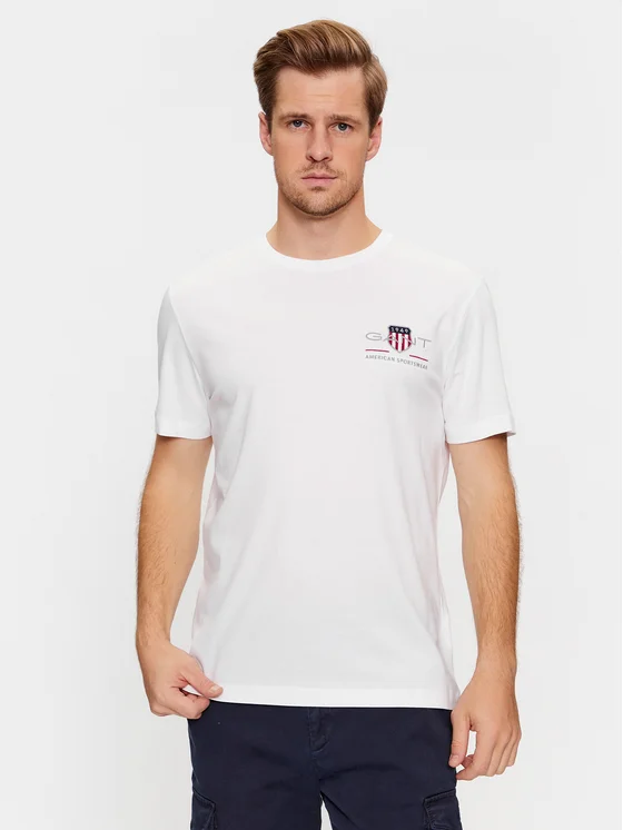 Gant T-Shirt Reg Archive Shield Emb Ss 2067004 Weiß Regular Fit CN9193
