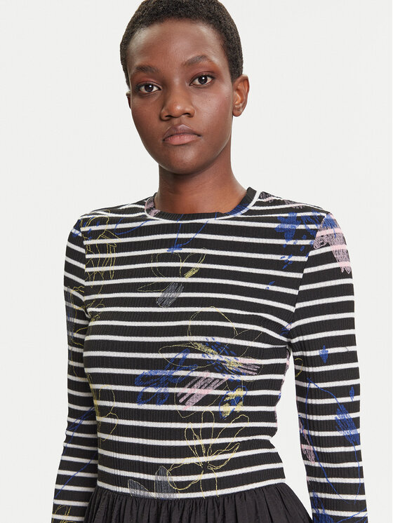 Desigual Desigual Vsakodnevna obleka Raya Hibrida 25WWVW15 Črna Regular Fit