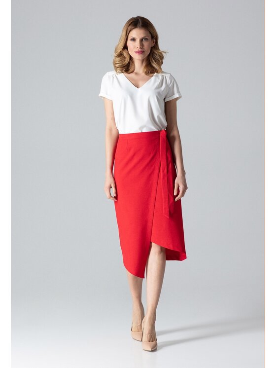 FIGL FIGL Spódnica midi M629 Czerwony Straight Fit