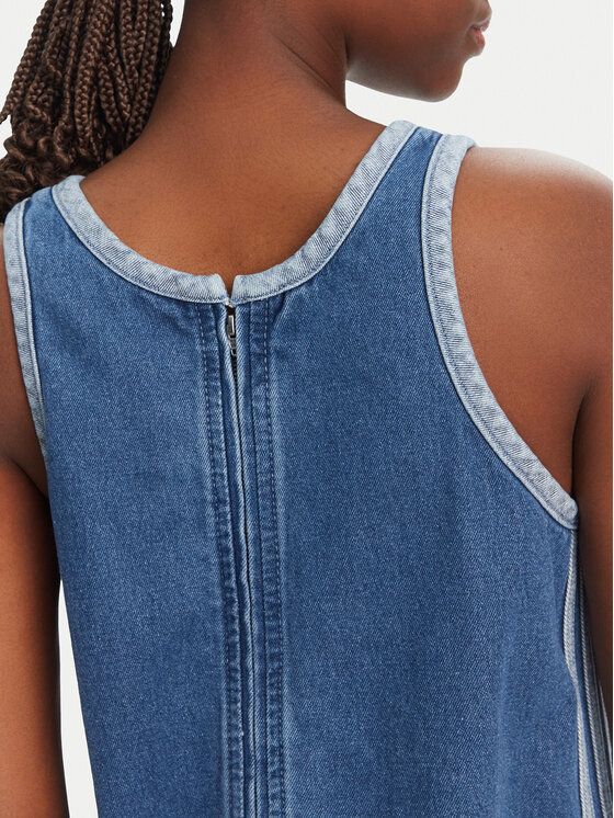 adidas adidas Džinsinė suknelė adicolor Denim 3-Stripes JD2580 Mėlyna Slim Fit